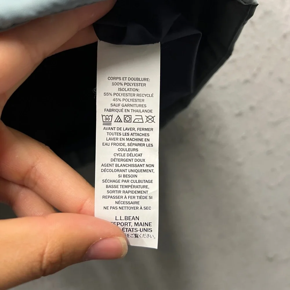 LL Bean Puffer Vest Mens XXL Blue Gray Colorblock Insulated Full Zip 513517
